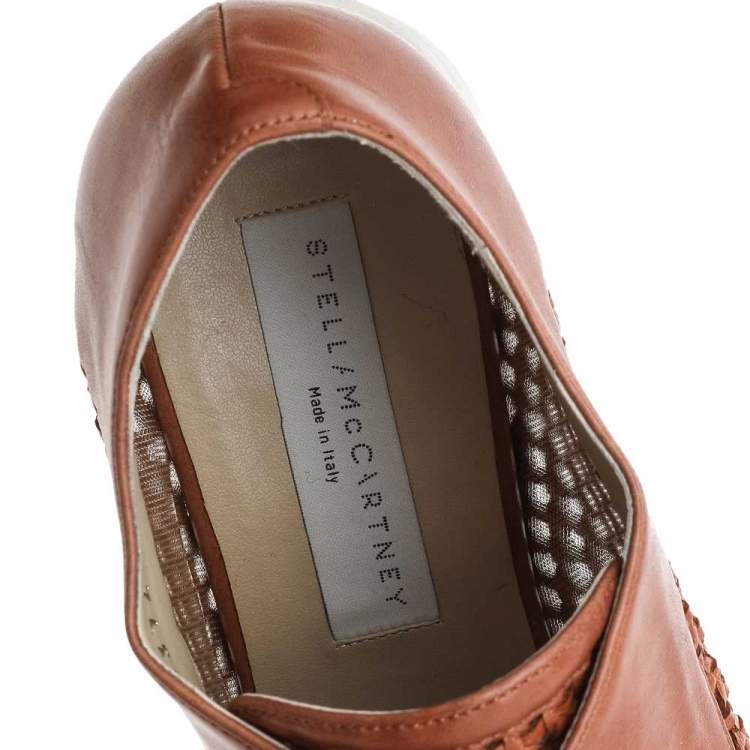 Pre Owned Stella McCartney Brown Faux Leather Elyse Platform Lace Up Derby Size 36