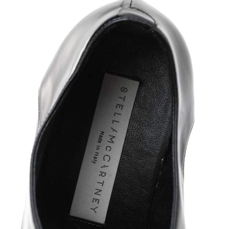 Pre Owned Stella McCartney Black Faux Patent Leather Elyse Platform Lace Up Derby Size 36 