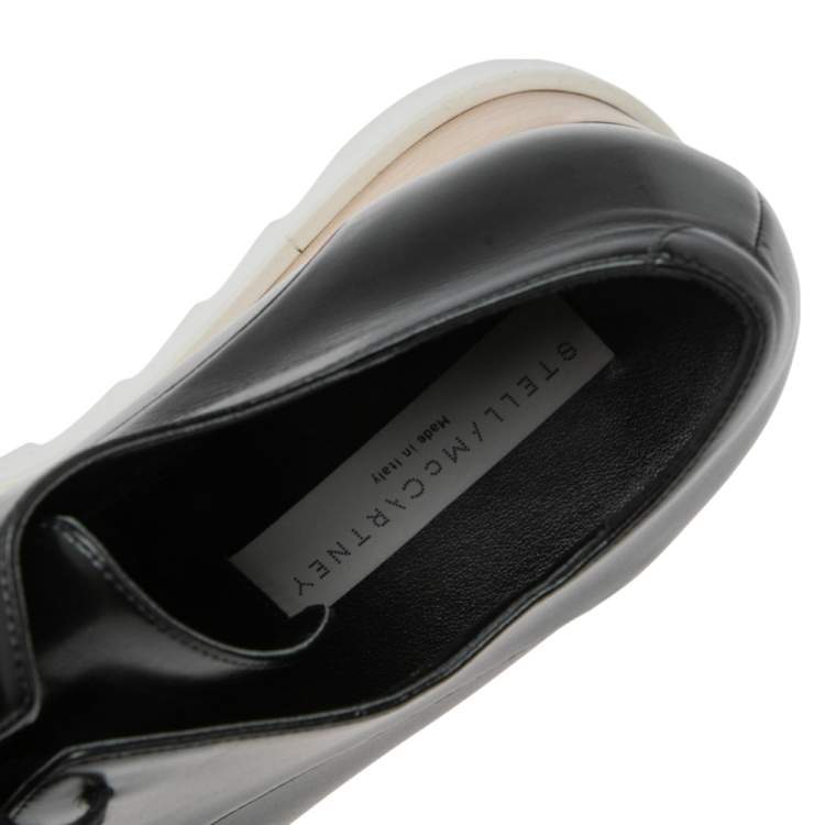مملوكة مسبقًا Stella McCartney Black Faux Leather  Elyse Platform Derby Sneakers Size 38