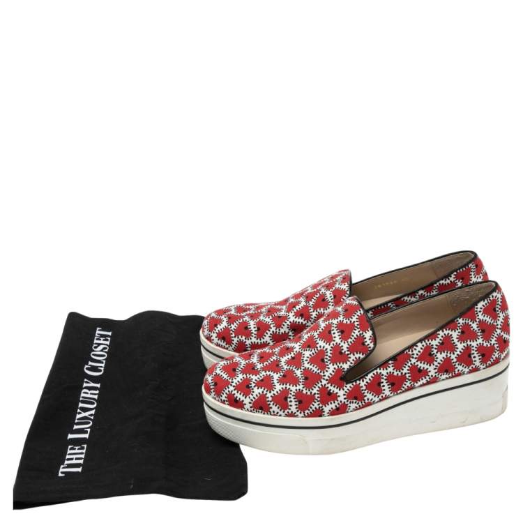 Pre Owned Stella McCartney Red/White  Canvas  Binx Star Platform Sneakers Size 40