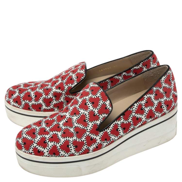 Pre Owned Stella McCartney Red/White  Canvas  Binx Star Platform Sneakers Size 40