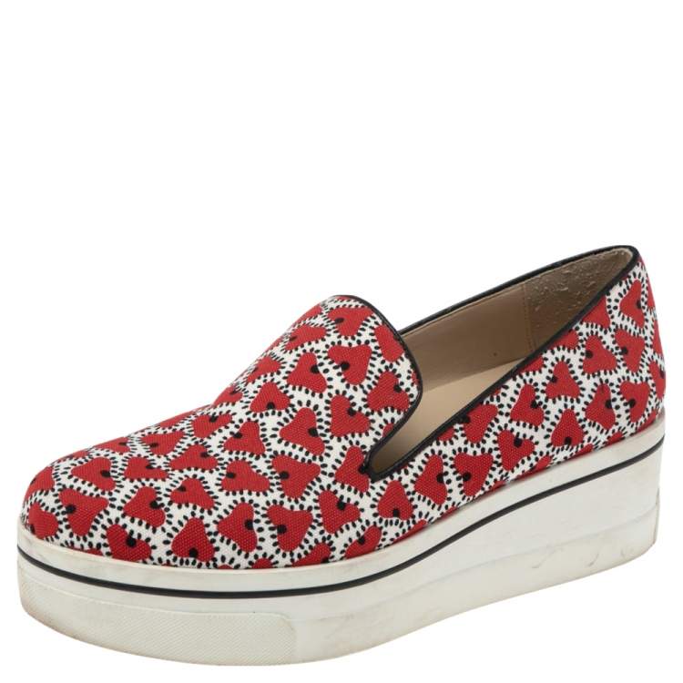 Pre Owned Stella McCartney Red/White  Canvas  Binx Star Platform Sneakers Size 40