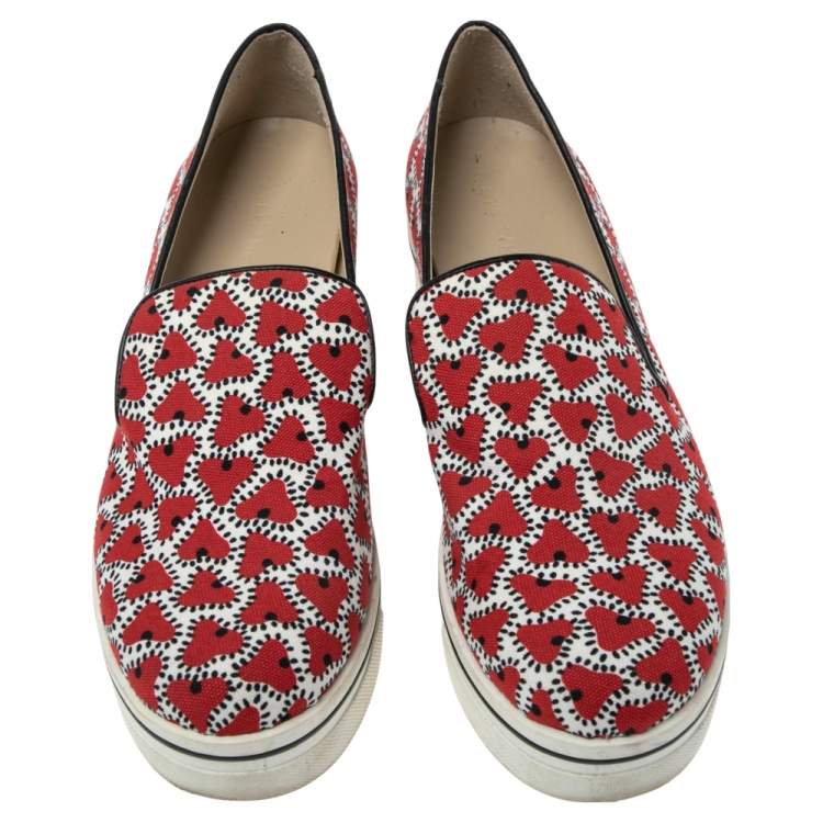 Pre Owned Stella McCartney Red/White  Canvas  Binx Star Platform Sneakers Size 40