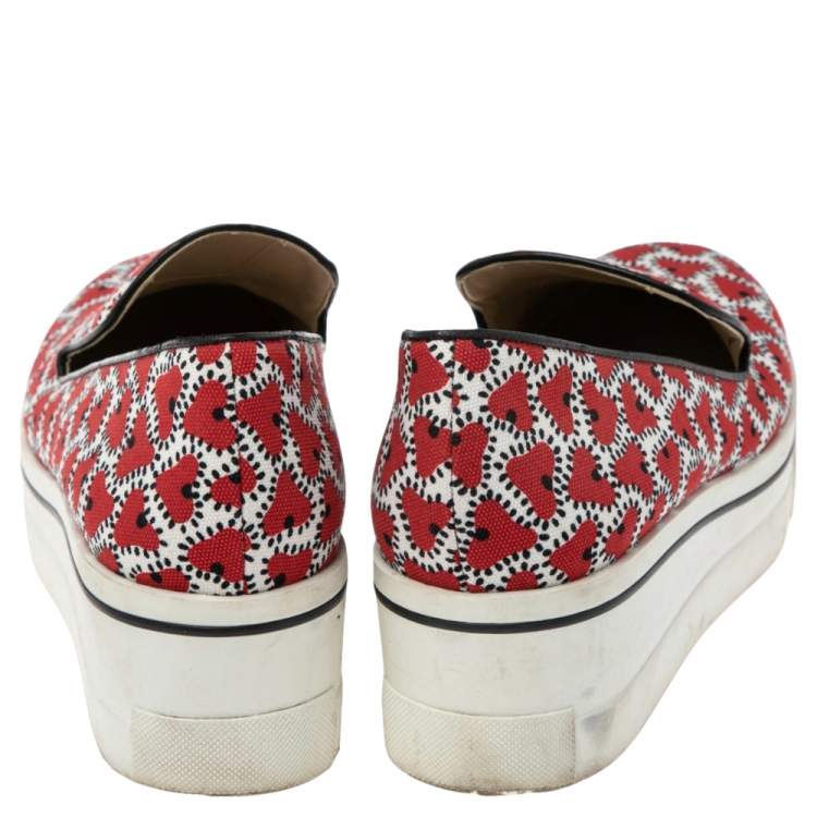 Pre Owned Stella McCartney Red/White  Canvas  Binx Star Platform Sneakers Size 40