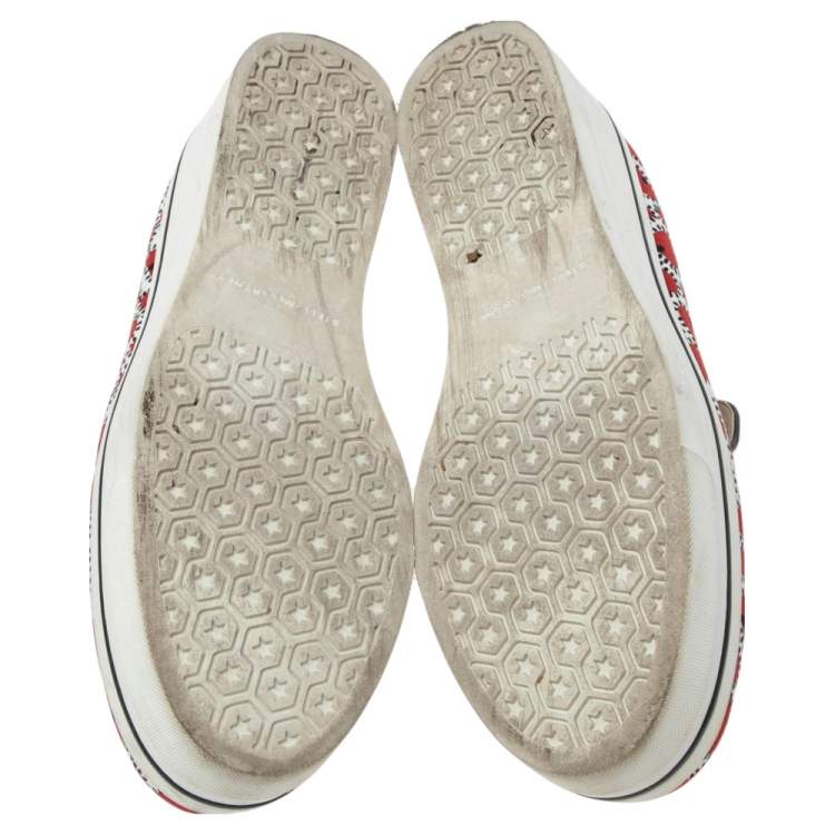Pre Owned Stella McCartney Red/White  Canvas  Binx Star Platform Sneakers Size 40