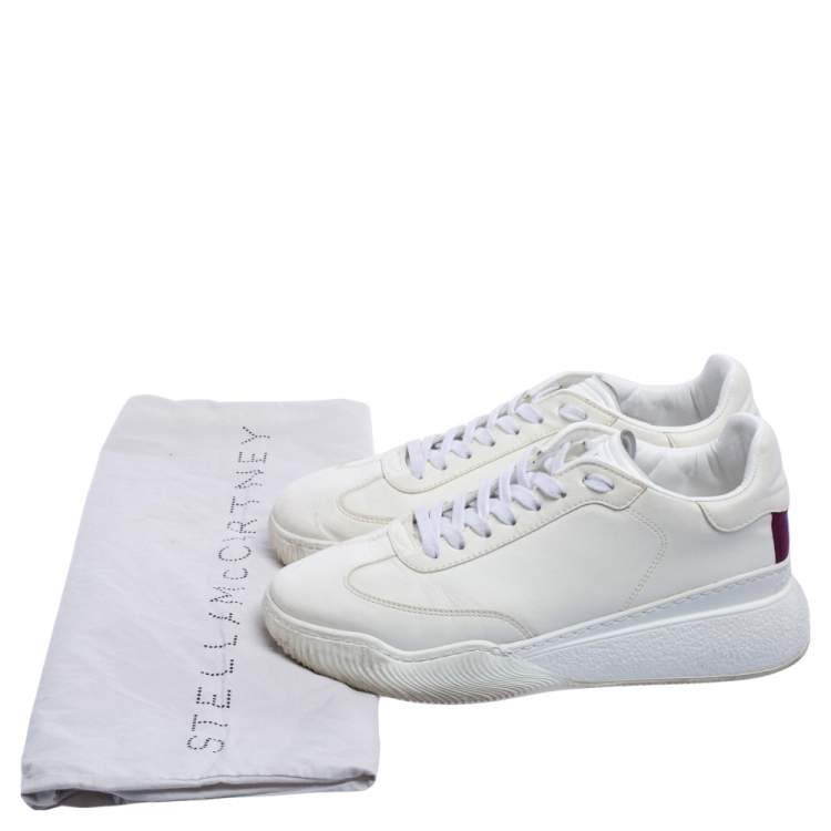 Pre Owned Stella McCartney White Faux Leather Lace Up Sneakers Size 39