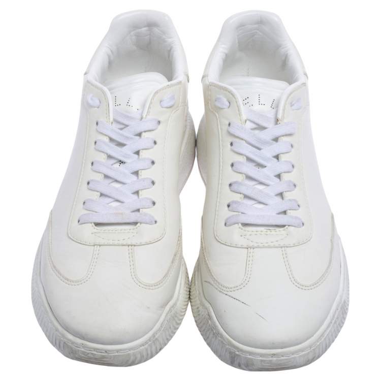 Pre Owned Stella McCartney White Faux Leather Lace Up Sneakers Size 39
