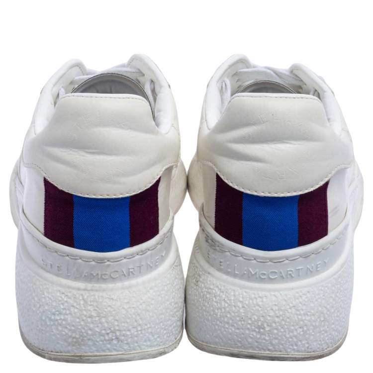 Pre Owned Stella McCartney White Faux Leather Lace Up Sneakers Size 39