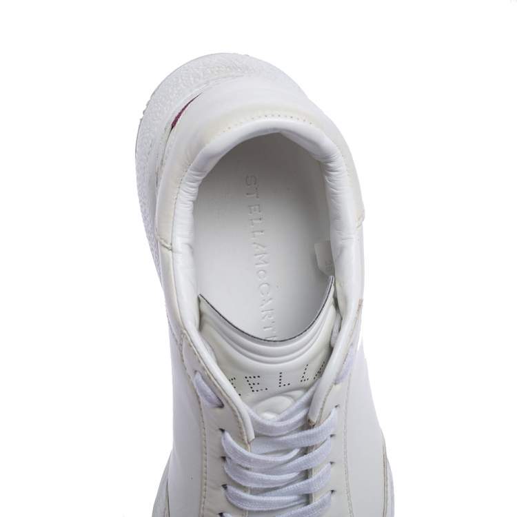 Pre Owned Stella McCartney White Faux Leather Lace Up Sneakers Size 39