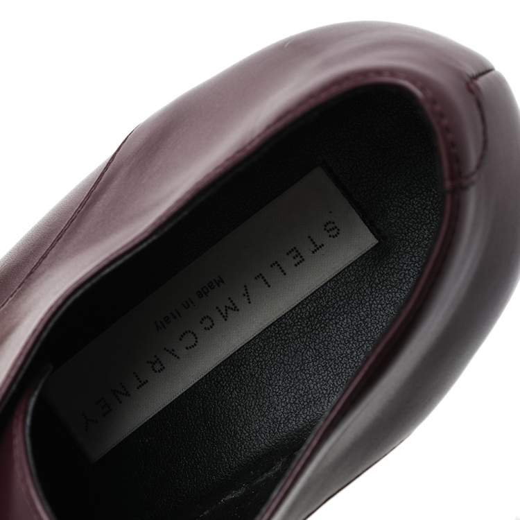 Pre Owned Stella McCartney Burgundy Faux Leather Elyse Platform Lace Up Derby Size 38