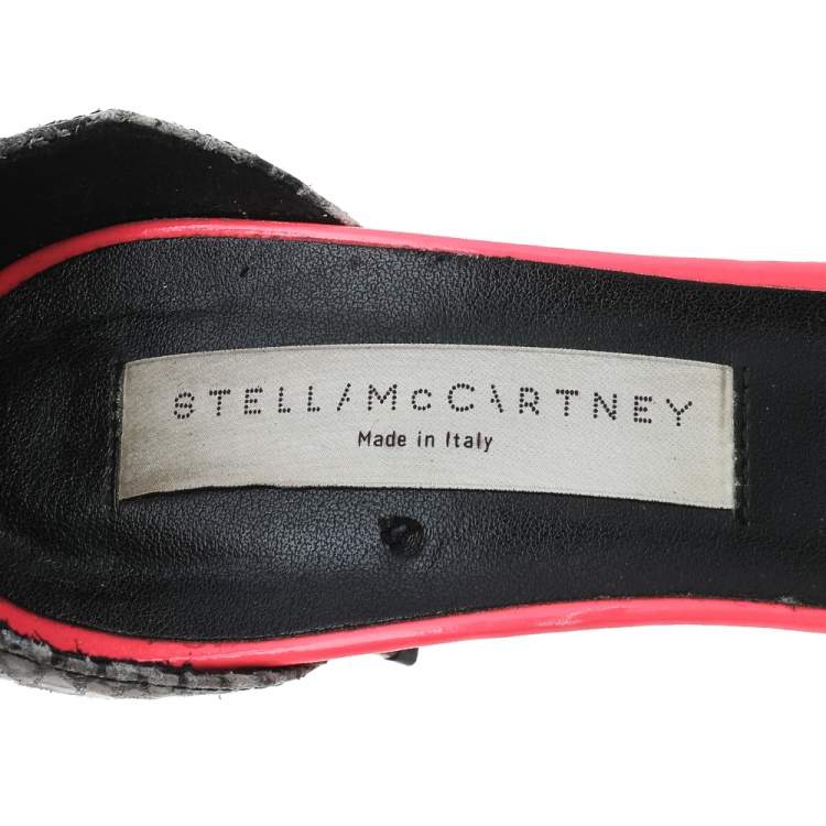 Pre Owned Stella McCartney Multicolor Faux Patent And Python Embossed Leather Ankle Strap Sandals Size 37.5 