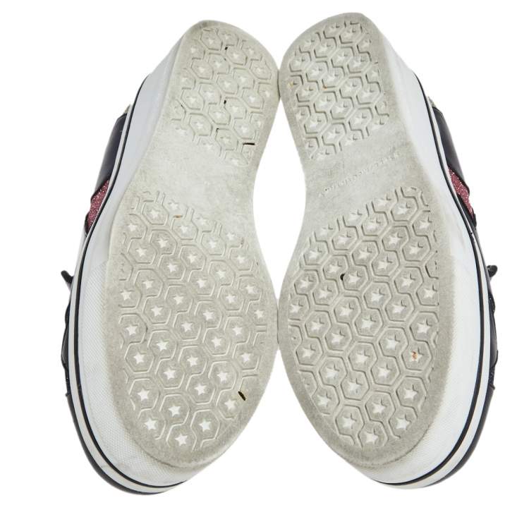 Pre Owned Stella McCartney Black Faux Leather Binx Star Platform Sneakers Size 36