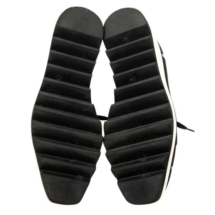 Pre Owned Stella McCartney Black Faux Suede Elyse Star Platform Sneakers Size 37