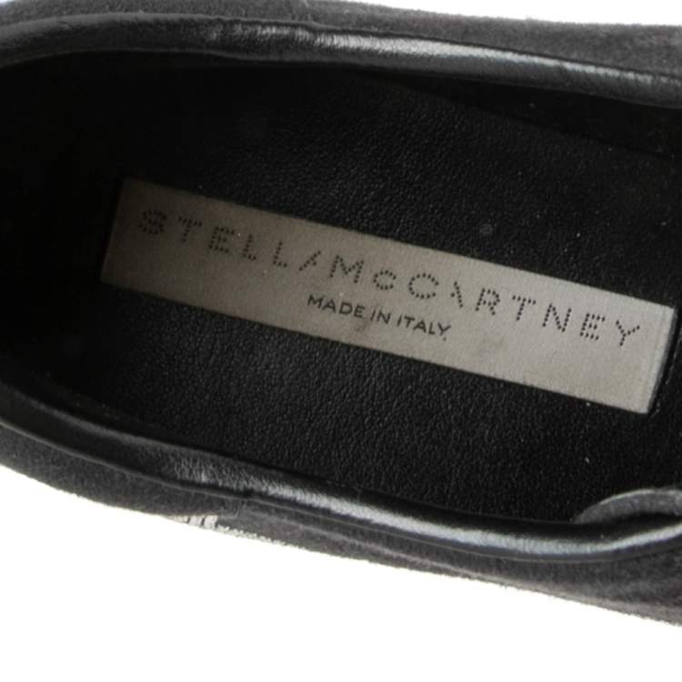 Pre Owned Stella McCartney Black Faux Suede Elyse Star Platform Sneakers Size 37