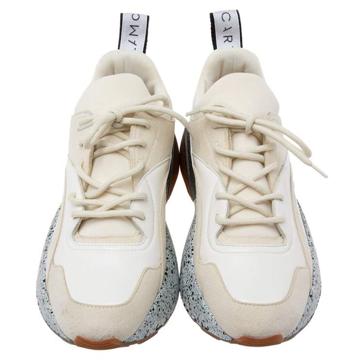 Pre Owned Stella McCartney Multicolor Faux Suede And Faux Leather  Eclypse Chunky Sneakers Size 37