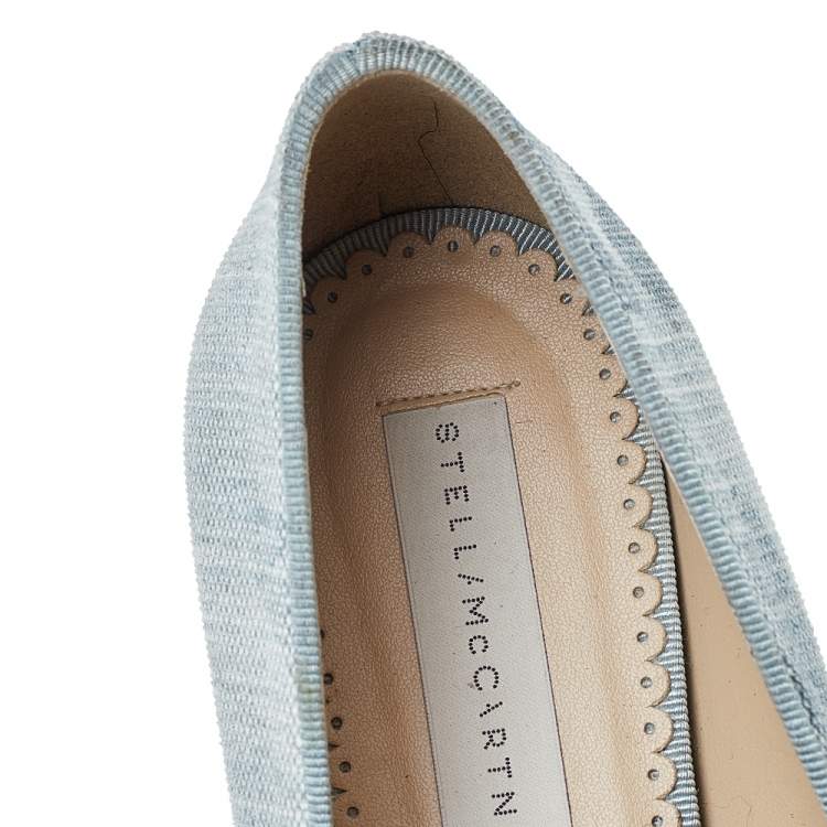 Pre Owned Stella McCartney Blue Camo Print Canvas Smoking Slippers Size 38 