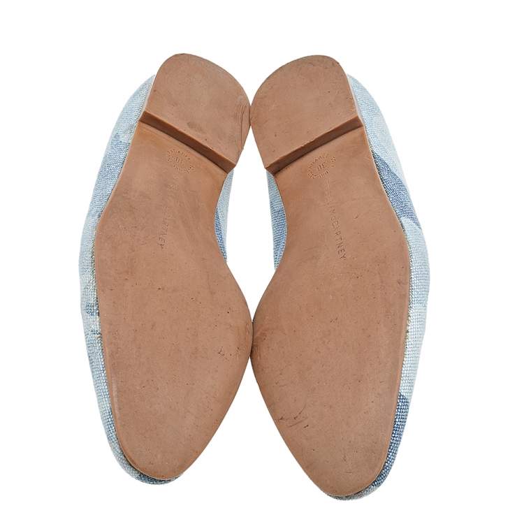 Pre Owned Stella McCartney Blue Camo Print Canvas Smoking Slippers Size 38 