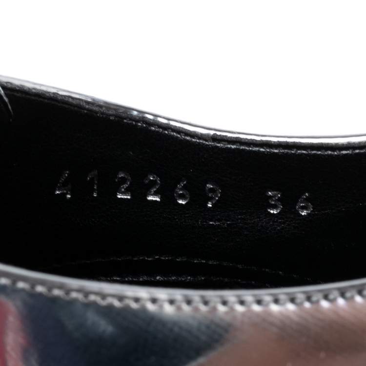 Pre Owned Stella McCartney Silver Faux Leather Odette Buckle Loafers Size 36
