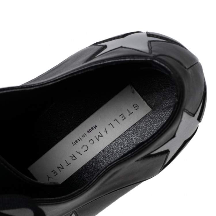 Pre Owned Stella McCartney Black Faux Leather Elyse Star Platform Derby Sneakers Size 36