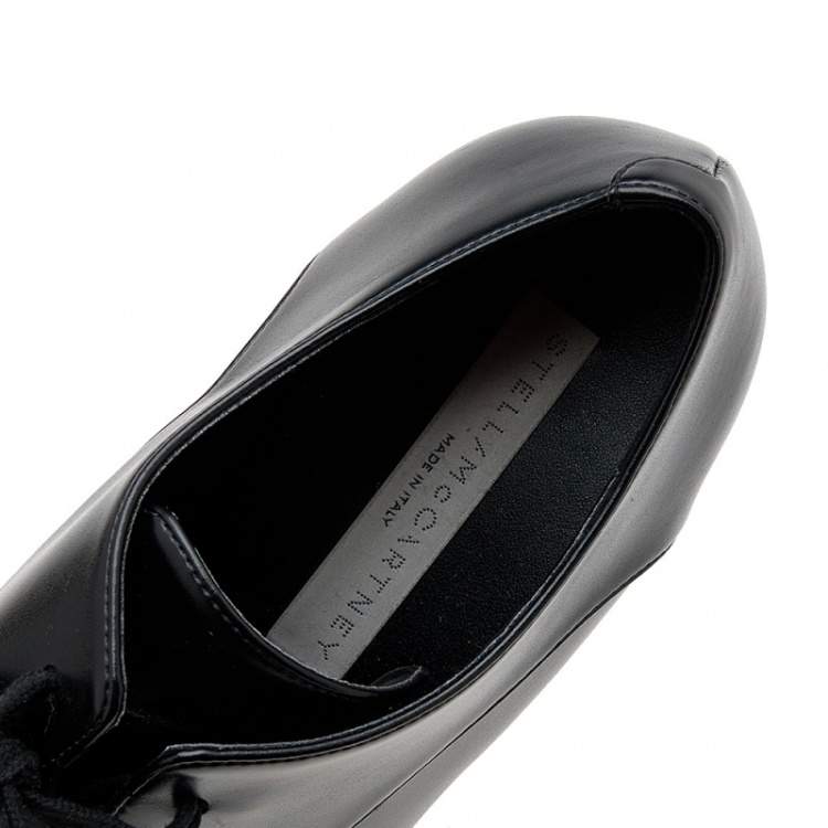 مملوكة مسبقًا Stella McCartney Black/Beige Faux Leather Monogram Elyse Platform Derby Sneakers Size 38