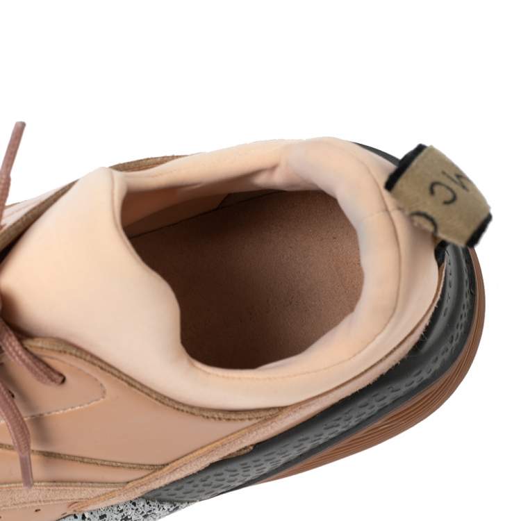 Pre Owned Stella McCartney Beige Faux Suede And Faux Leather Eclypse Low Top Sneakers Size 39