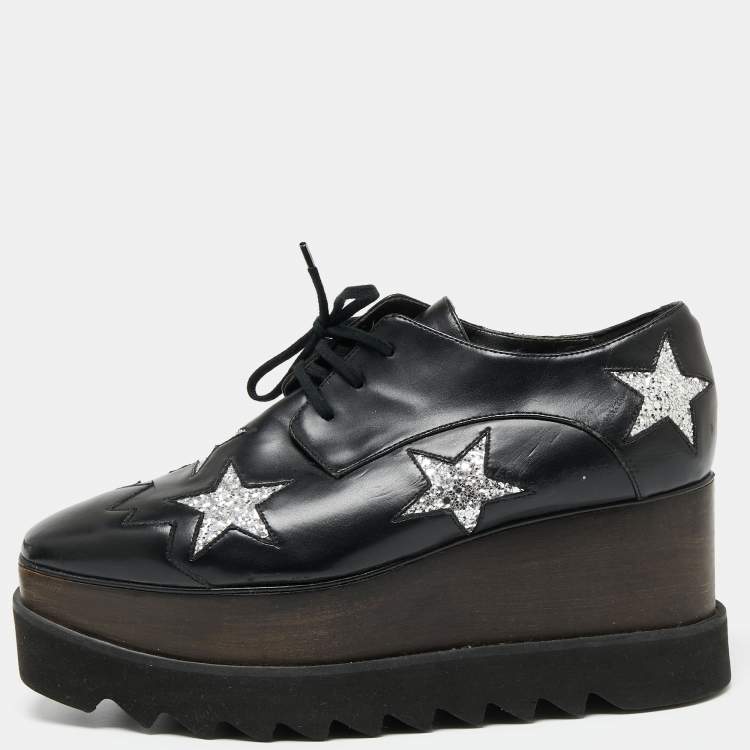 Stella McCartney Black Faux Leather Elyse Star Sneakers Size 38 Stella  McCartney | The Luxury Closet