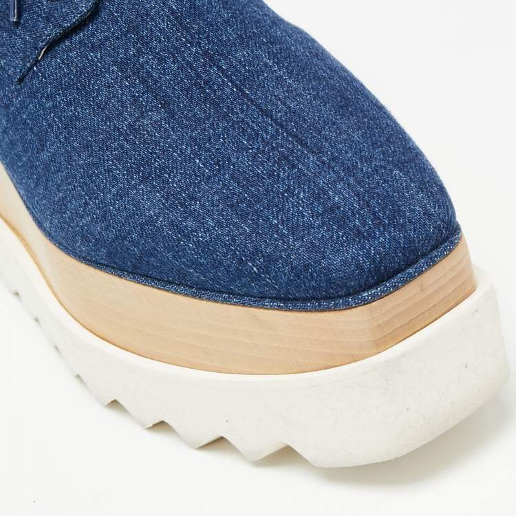Pre Owned Stella McCartney Blue Denim Elyse Platform Derby Sneakers Size 38