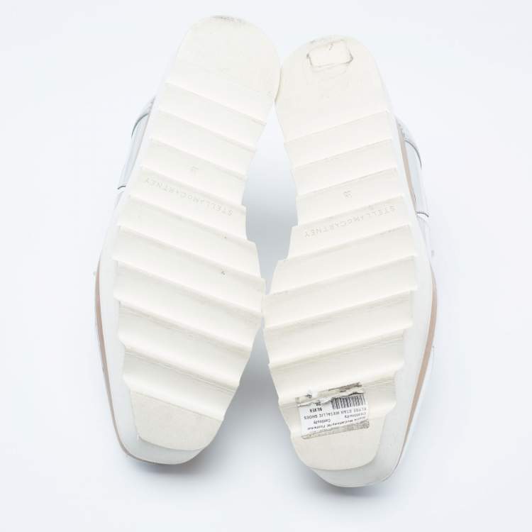 Pre Owned Stella McCartney Silver Faux Leather  Elyse Star Sneakers Size 38