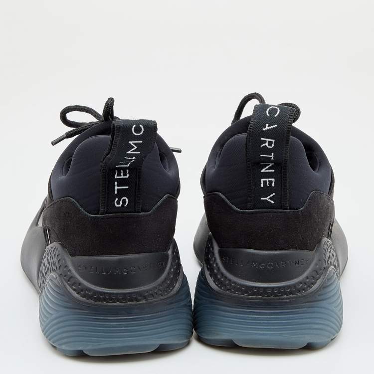 Pre Owned Stella McCartney Black Neoprene, Faux Leather and Faux Suede Eclypse Chunky Sneakers Size 38