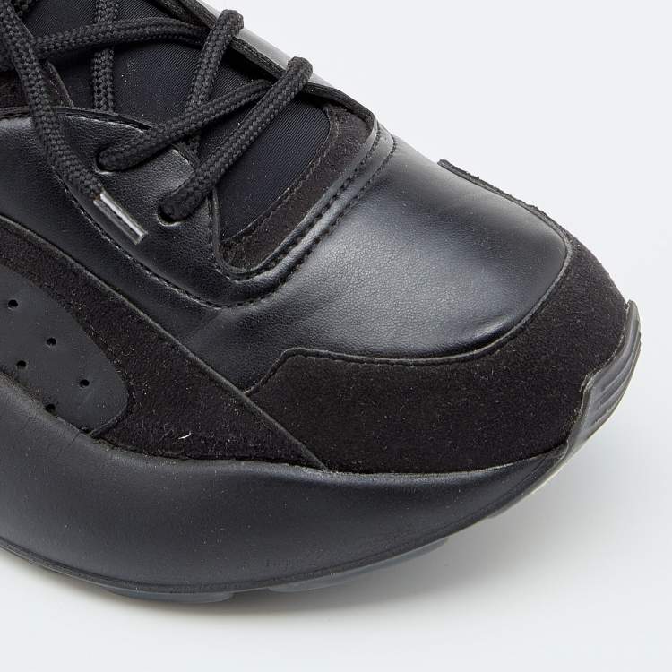 Pre Owned Stella McCartney Black Neoprene, Faux Leather and Faux Suede Eclypse Chunky Sneakers Size 38