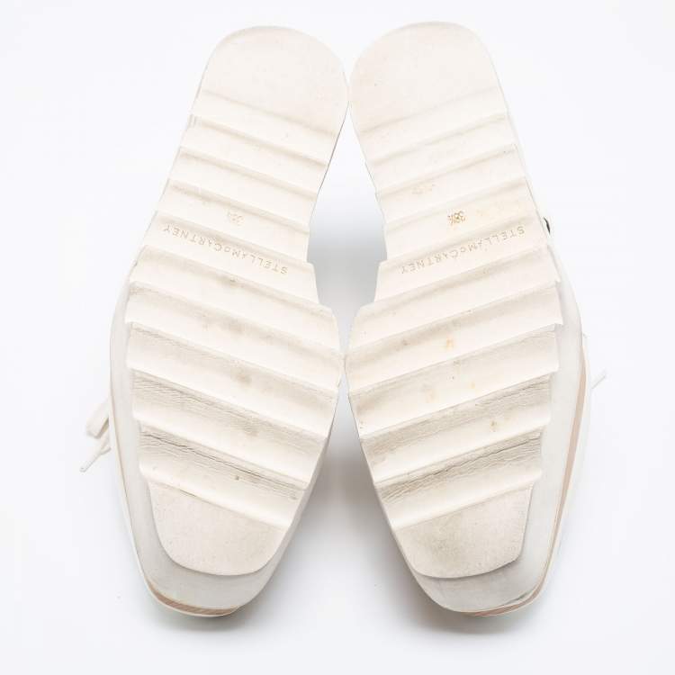 Pre Owned Stella McCartney White Faux Leather Coutout Elyse Sneakers Size 38.5