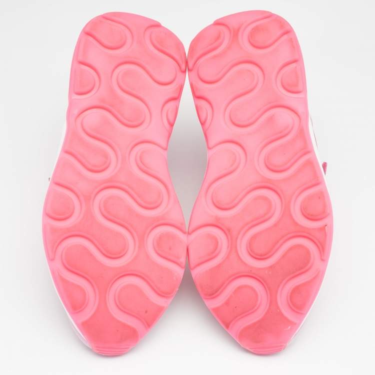 Pre Owned Stella McCartney Pink Faux Leather And Fabric Velcro Strap Eclypse Low Top Sneakers Size 37