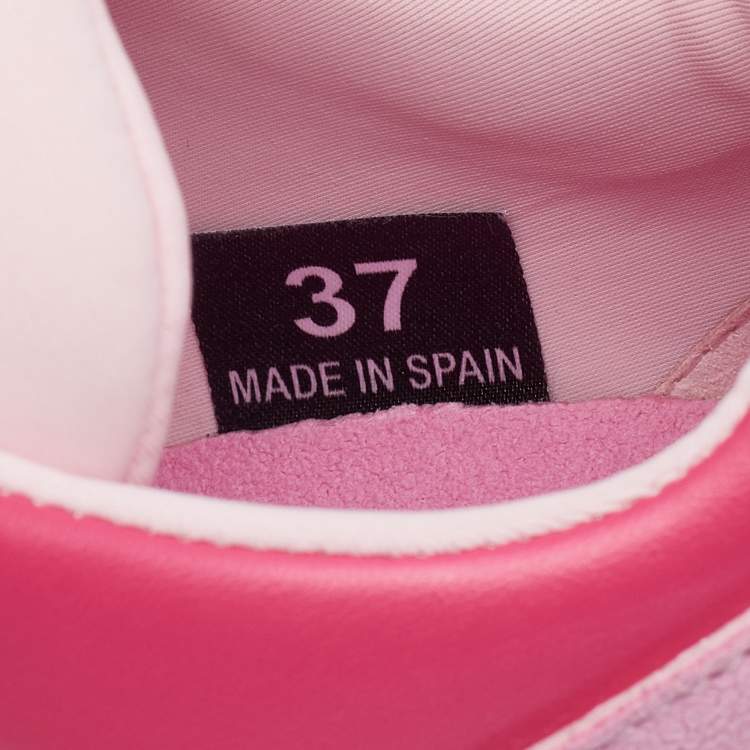 Pre Owned Stella McCartney Pink Faux Leather And Fabric Velcro Strap Eclypse Low Top Sneakers Size 37