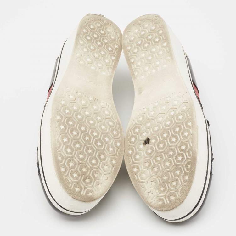 Pre Owned Stella McCartney Black Faux Leather Binx Star Slip On Platform Sneakers Size 40