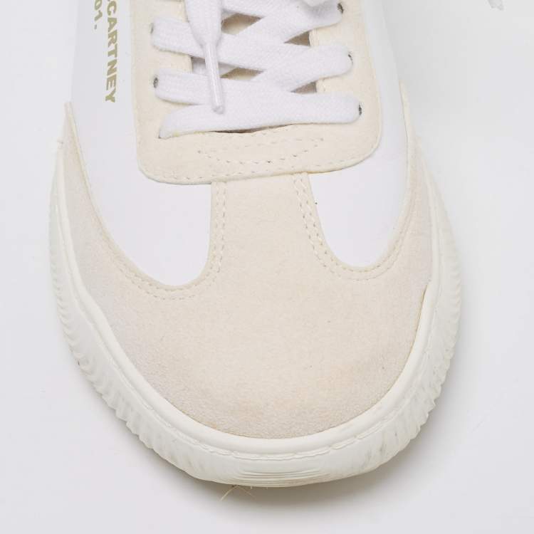 Pre Owned Stella McCartney Tricolor Faux Leather  And  Faux Suede Loop Raised  Low Top Sneakers Size 36