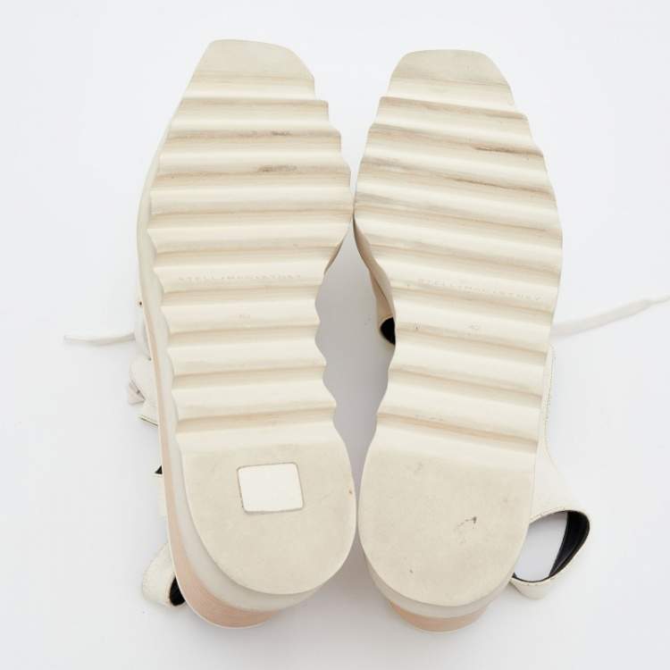 Pre Owned Stella McCartney White Faux Leather Elyse Cut Out Platform Derby Sneakers Size 36
