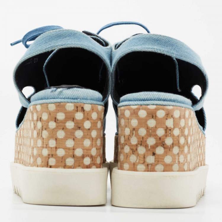 Pre Owned Stella McCartney Blue Cut Out Denim Elyse Platform Derby Sneakers Size 39