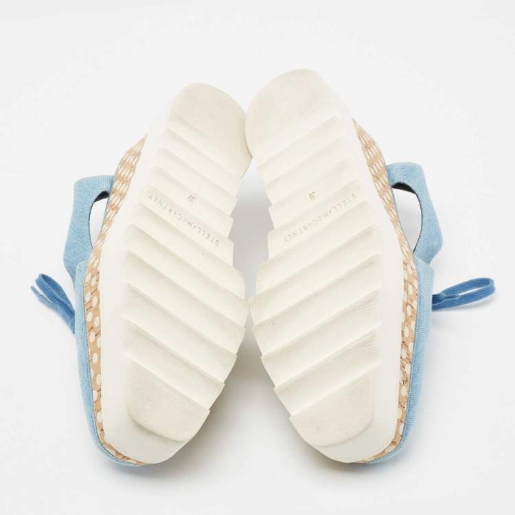 Pre Owned Stella McCartney Blue Cut Out Denim Elyse Platform Derby Sneakers Size 39