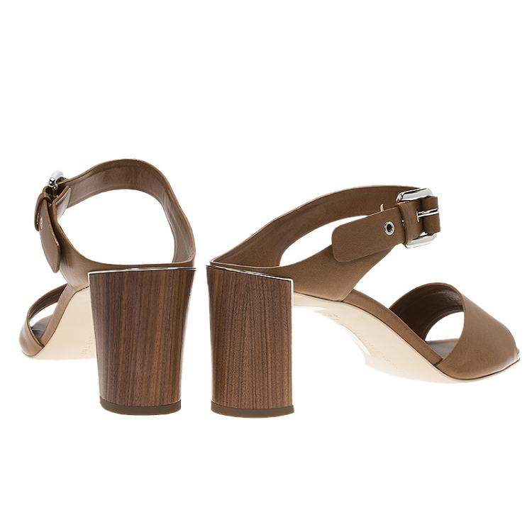 Pre Owned Stella McCartney Brown Faux Leather Buckle Mules Size 40.5