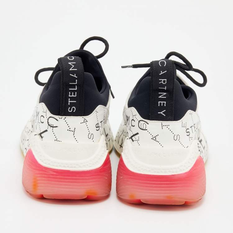 Pre Owned Stella McCartney White Faux Leather And Neoprene Eclypse Monogram Logo Platform Sneakers Size 40