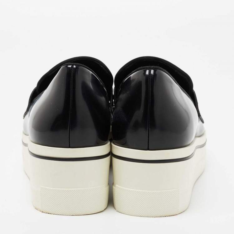 مملوكة مسبقًا Stella McCartney Black Faux Leather Chain Link Slip On Sneakers Size 40