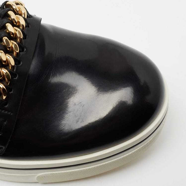 مملوكة مسبقًا Stella McCartney Black Faux Leather Chain Link Slip On Sneakers Size 40