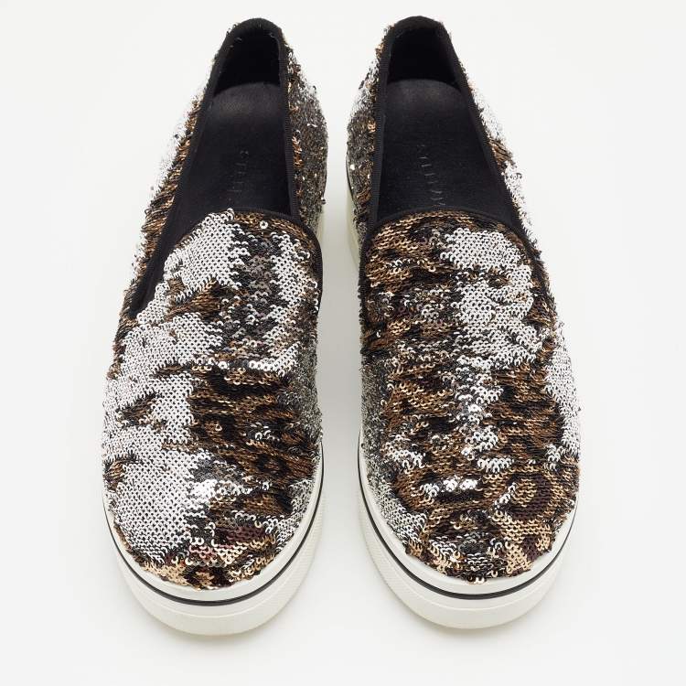 Pre Owned Stella McCartney Multicolor Sequin Binx Platform Slip On Sneakers Size 36