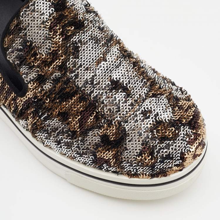 Pre Owned Stella McCartney Multicolor Sequin Binx Platform Slip On Sneakers Size 36