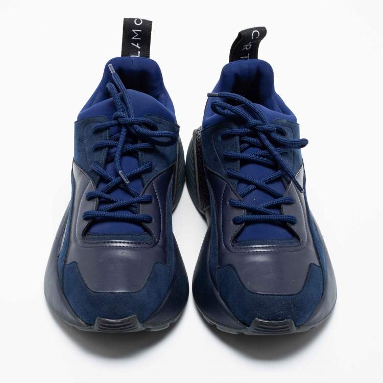 Pre Owned Stella McCartney Two-Tone Faux Leather, Faux Suede and Neoprene Eclypse Low-Top Sneakers Size 40
