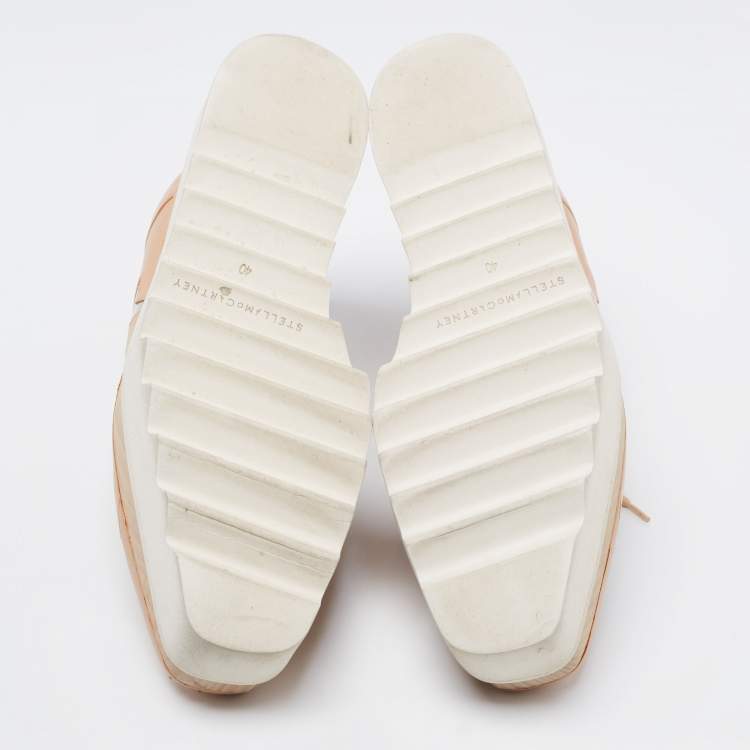 Pre Owned Stella McCartney Beige Faux Leather Elyse Star Platform Derby Sneakers Size 40