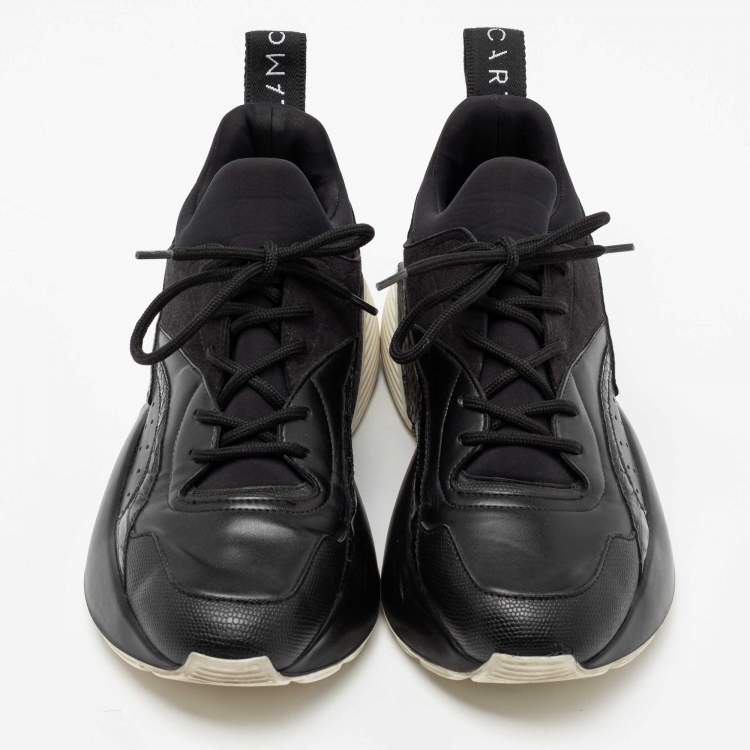 Pre Owned Stella McCartney Black Neoprene, Faux Leather and Faux Suede Eclypse Chunky Sneakers Size 38