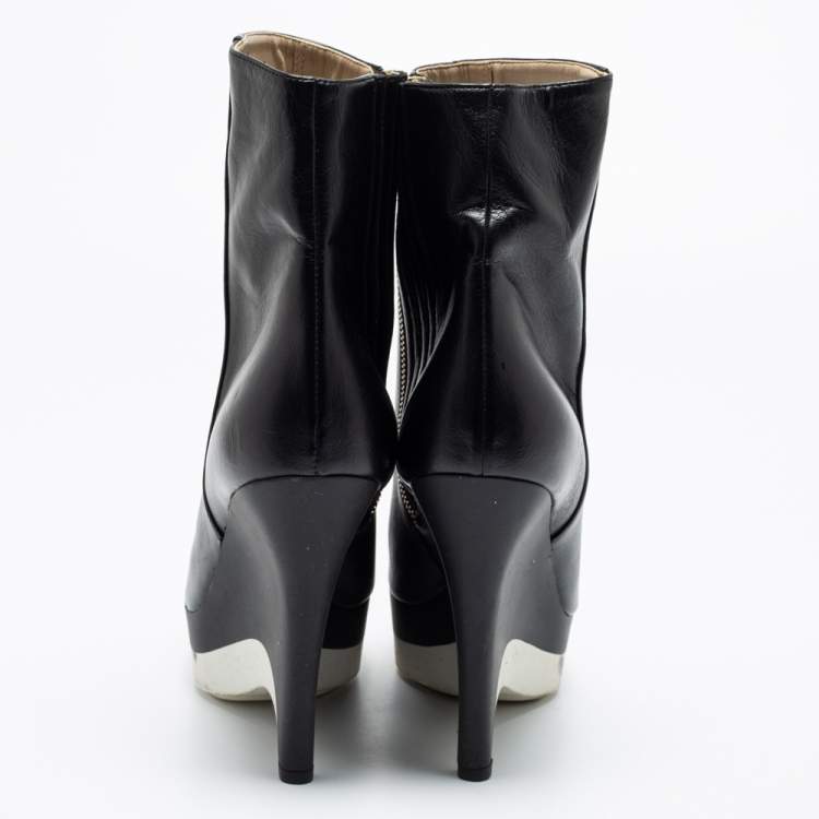 Pre Owned Stella McCartney Black Leather Ankle Boots Size 41