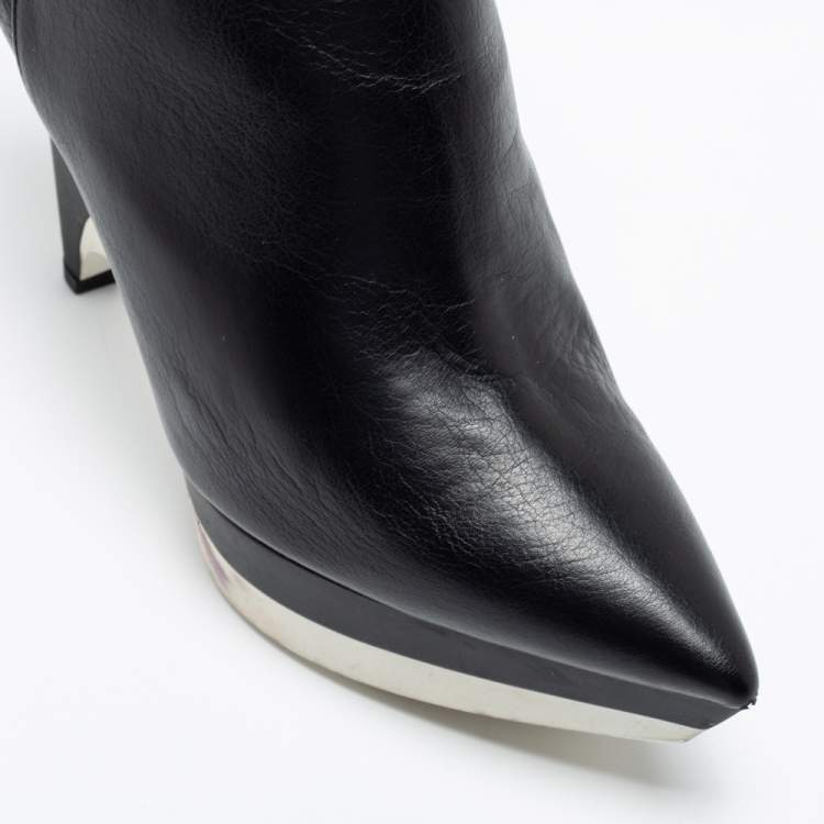 Pre Owned Stella McCartney Black Leather Ankle Boots Size 41