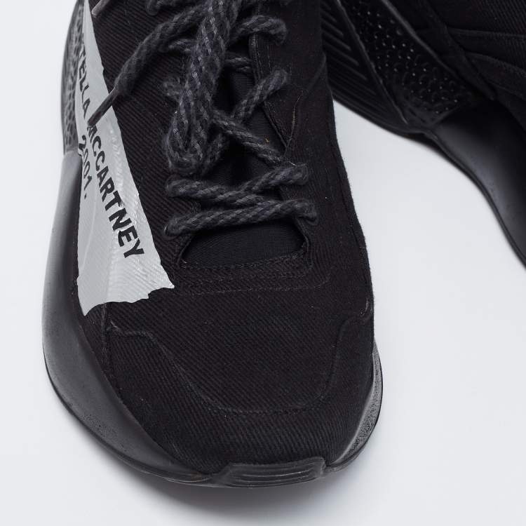 Pre Owned Stella McCartney Black Canvas Eclypse Logo Low Top Sneakers Size 38